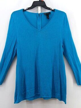 Lane Bryant Blouse Womens Size 14/16 Teal Blue Long Sleeve V Neck Knit Top